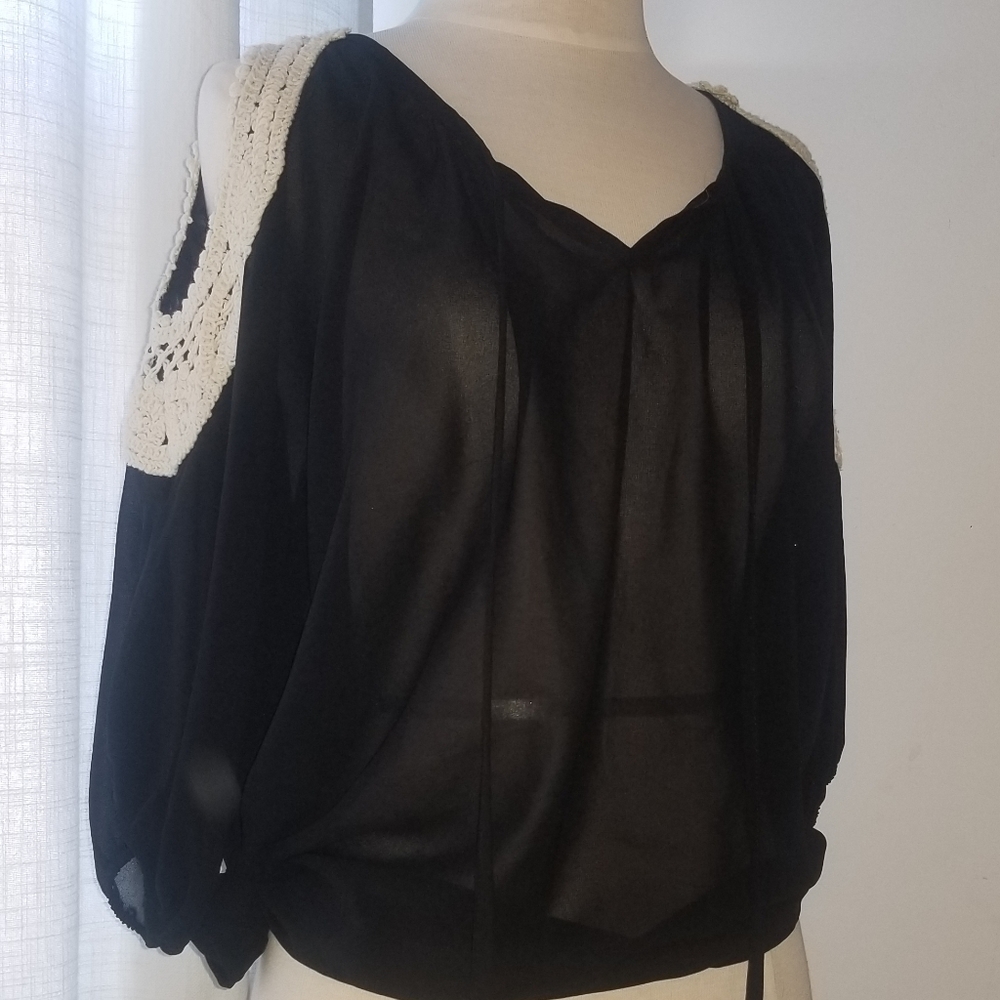 Umgee black sheer top